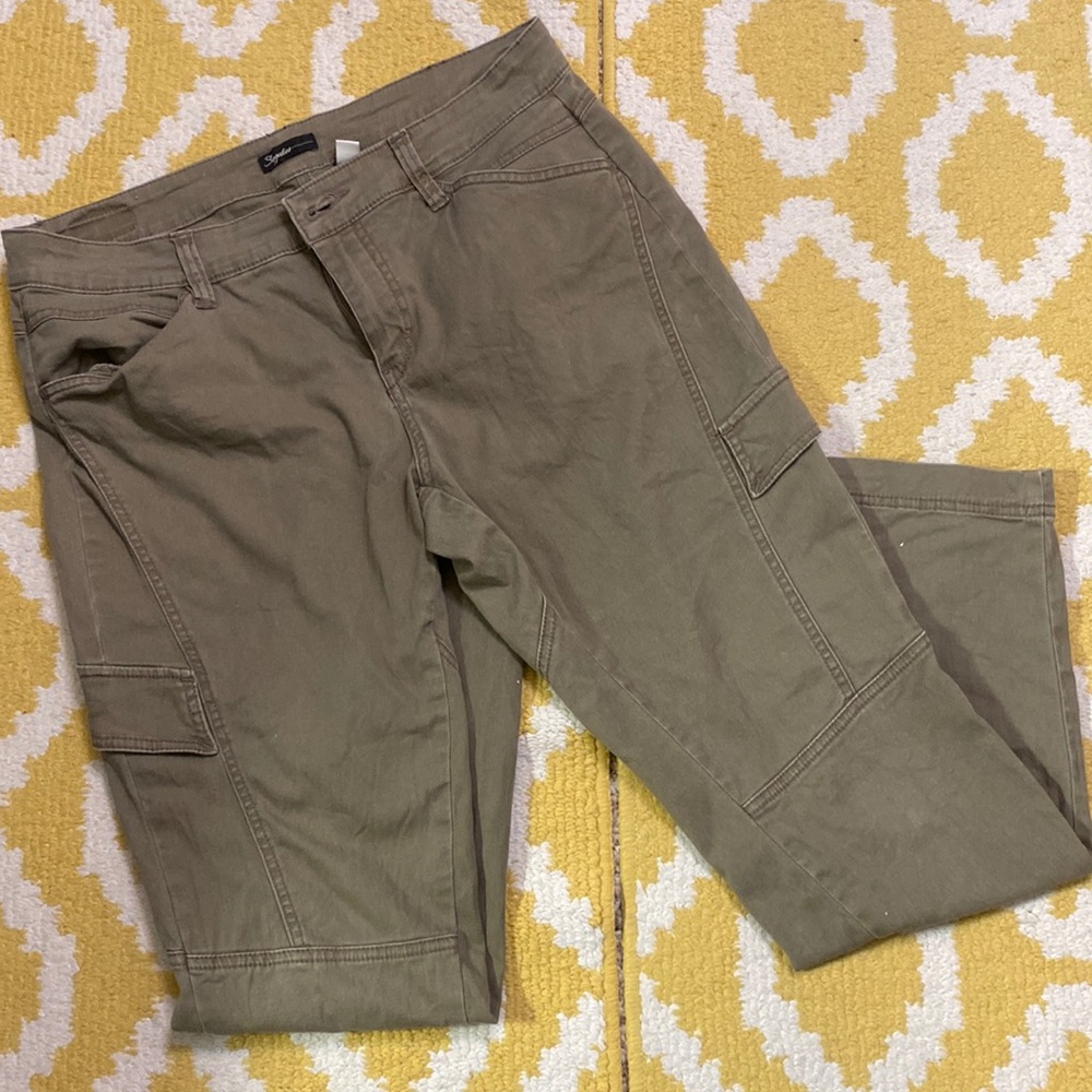 SUPPLIES ankle cropped cargo khaki pants in light army greenish-brown look 12
